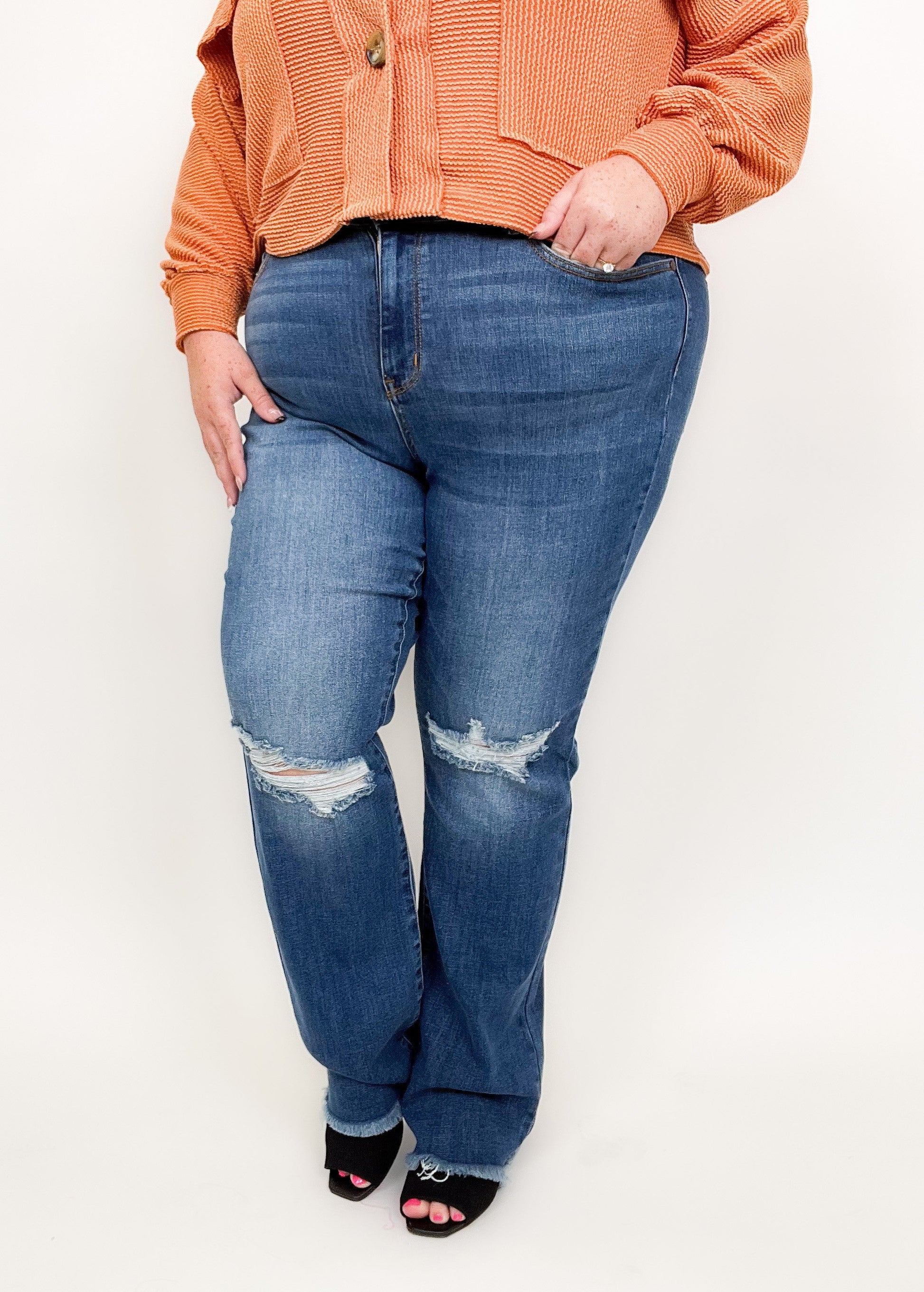 Judy Blue Nashville Hot Frayed Hem Straight Jeans