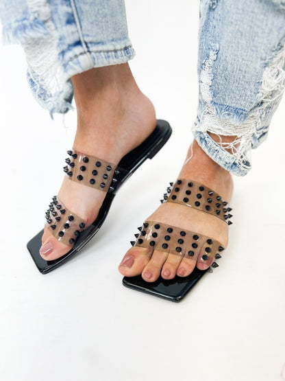 Block Studded Strap Slide Sandals - 2 Colors!