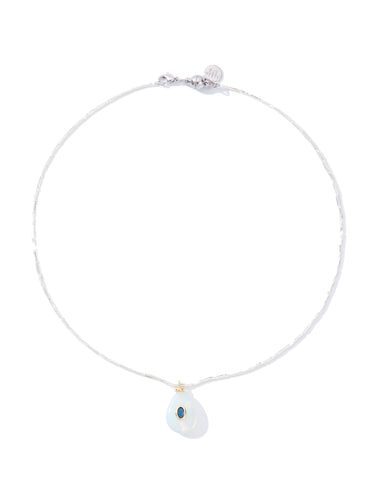 Opal Necklace - Liquid Metallic Pearl White Opal