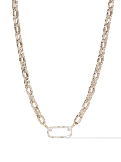 Ophelia Claire Necklace - Metallic Linen Pearl White