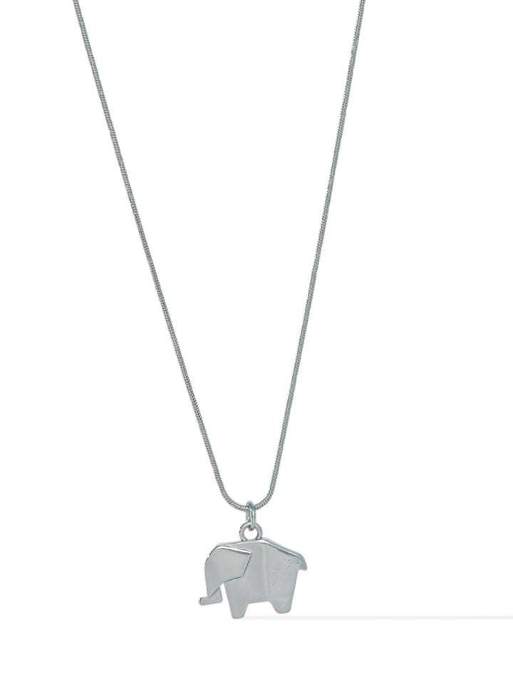 Origami Elephant Necklace - Metallic Air