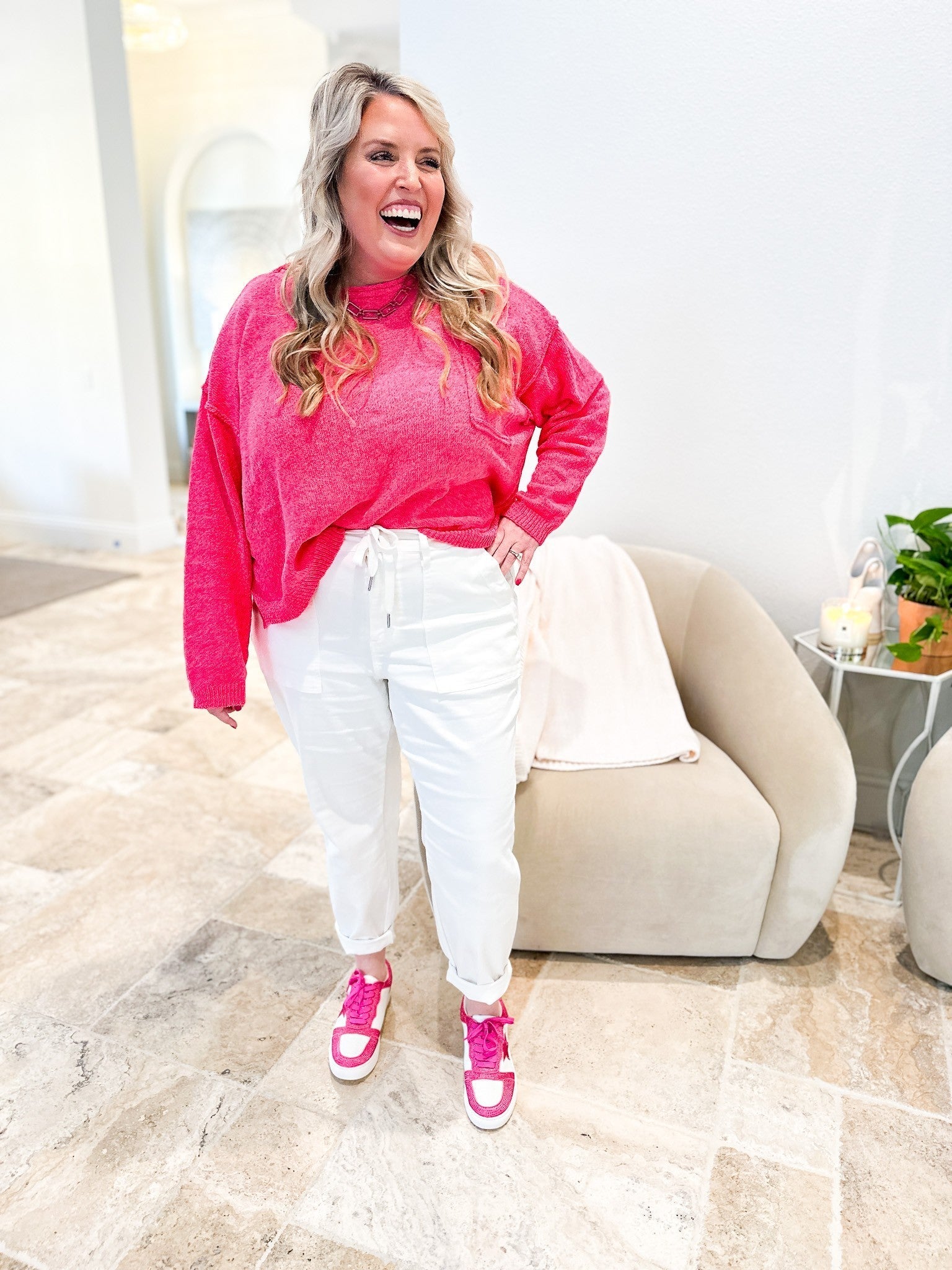 Judy Blue Icing On The Cake Cuffed Joggers - White