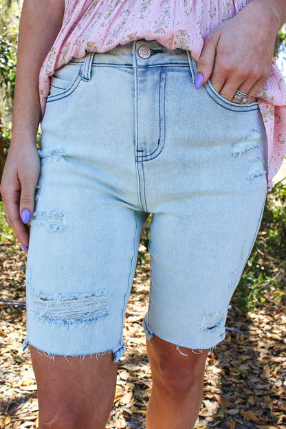 White Birch Ride With Style Bermuda Denim Shorts