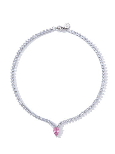 Petal Diamonds Necklace - Silver Petal