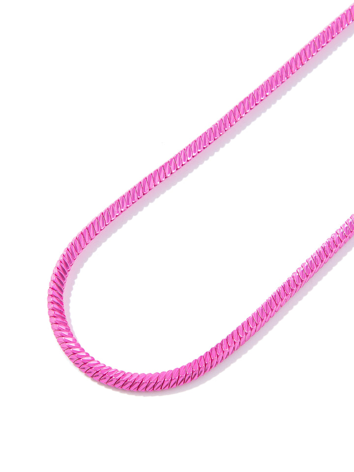 Portia Necklace - Metallic Barbie Pink