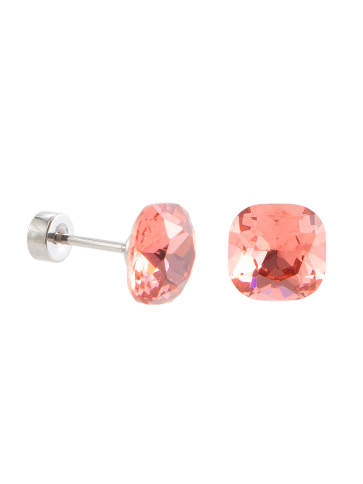 Prim Earrings Square - Silver Coral Glow