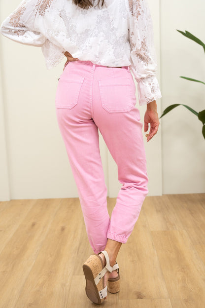 Judy Blue Icing On The Cake High Rise Garment Dyed Joggers - Pink *JB