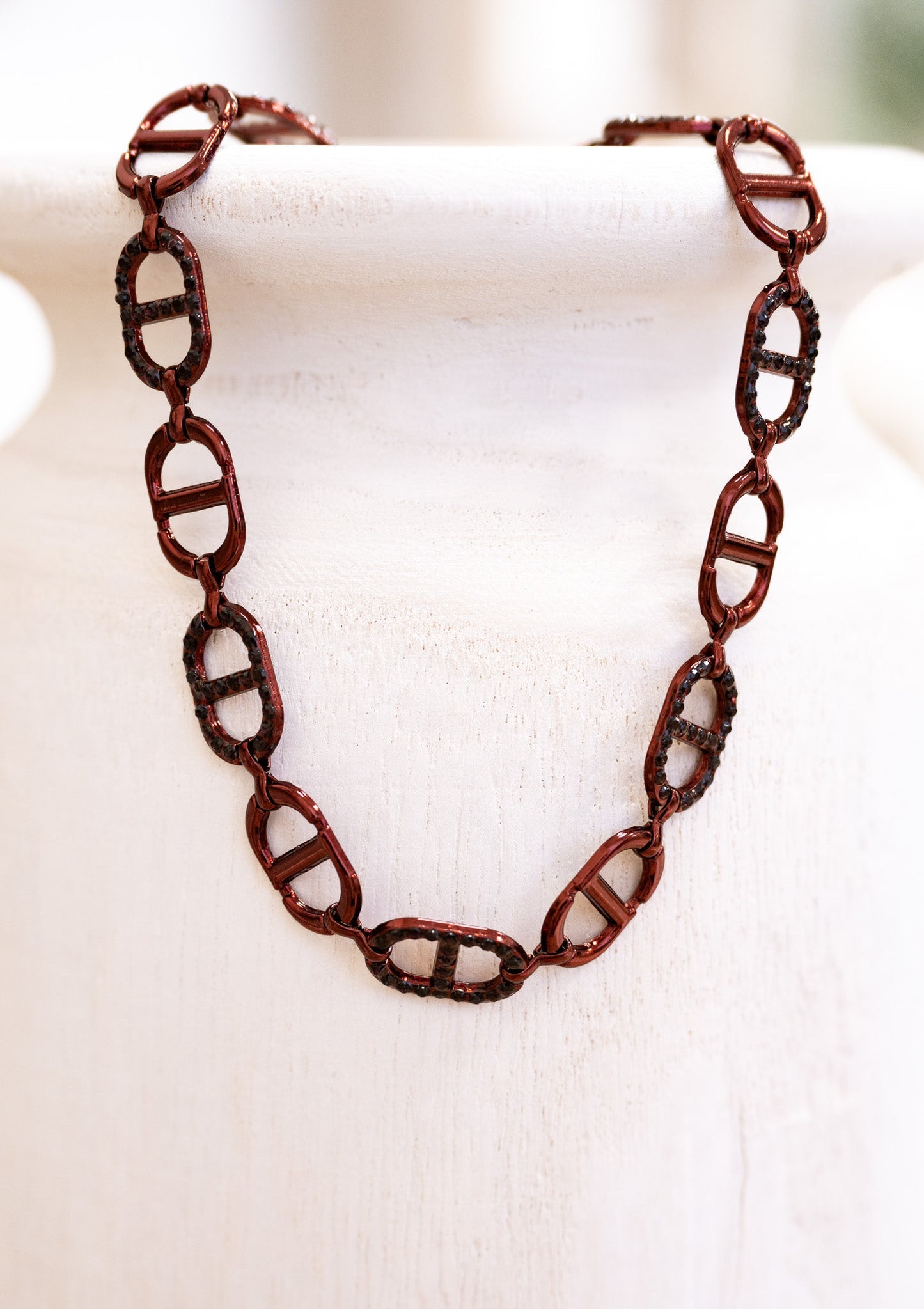 Blank Space Necklace - Liquid Metallic Red Velvet
