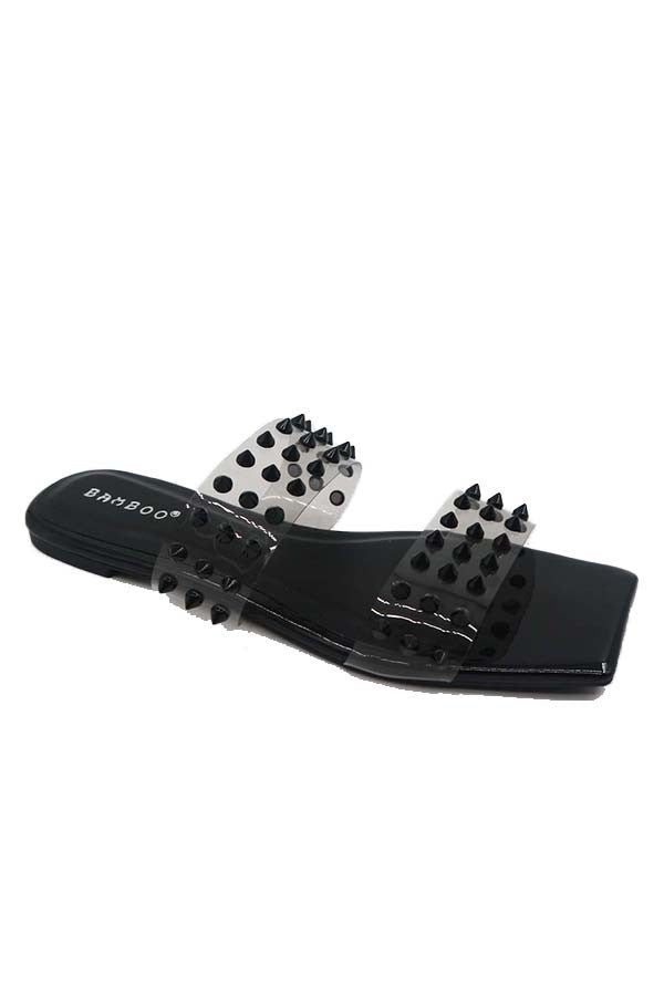 Block Studded Strap Slide Sandals - 2 Colors!