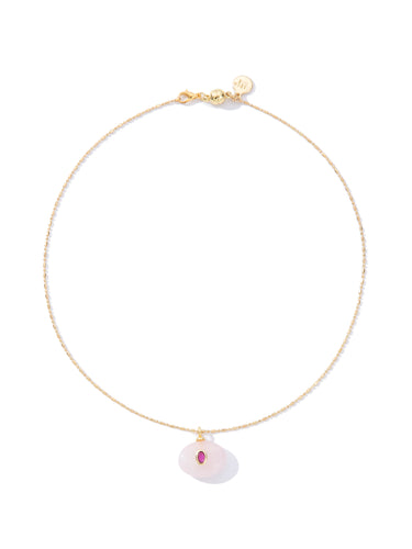 Romy Necklace - Gold Rose Quartz