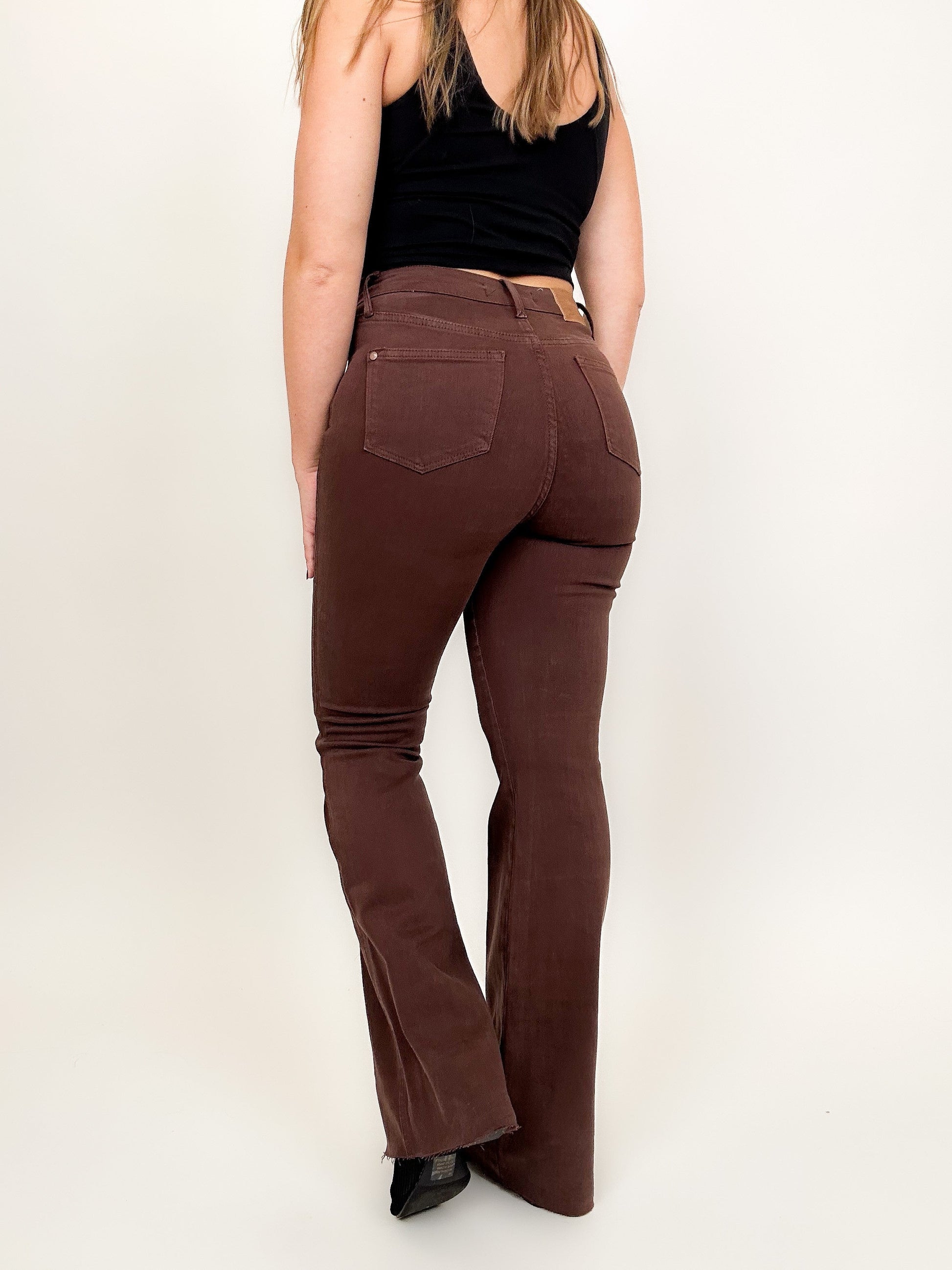 Judy Blue Tummy Control Flare Jeans - Espresso