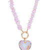 Crystal Heart Necklace - Berry Cream