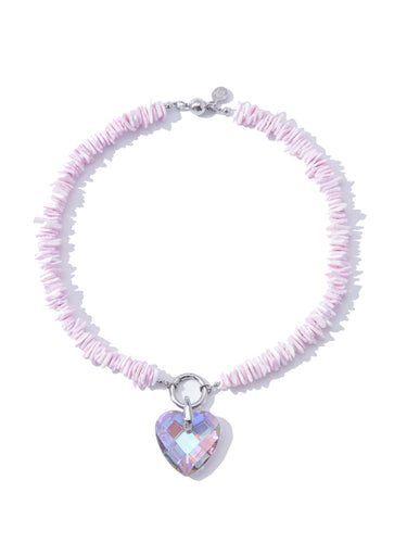Crystal Heart Necklace - Berry Cream