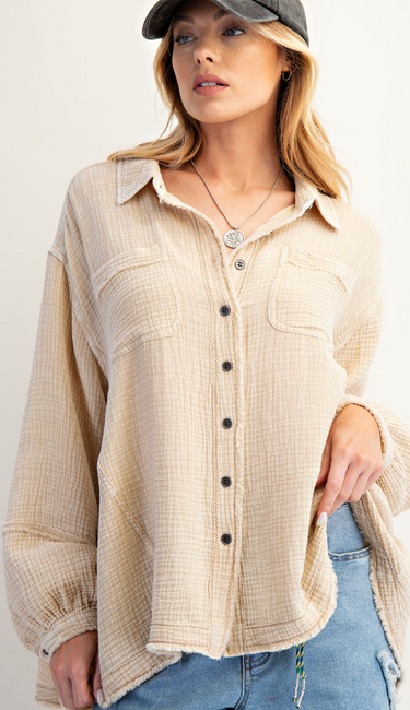 All The Buzz Button Down Top - 2 Colors!