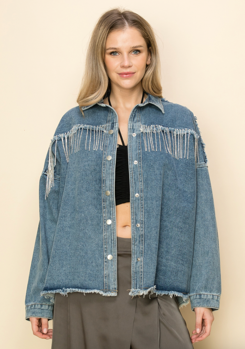 Sassy Fringe Denim Jacket