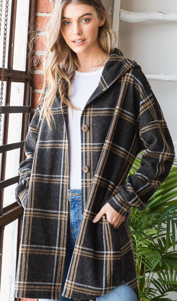 Plaid Revolution Hooded Shacket