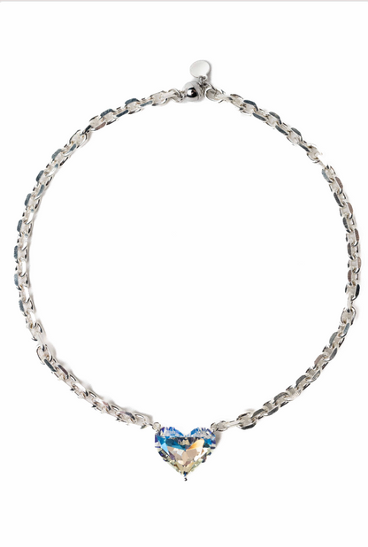 Fall Love Necklace - Liquid Metallic Pearl White