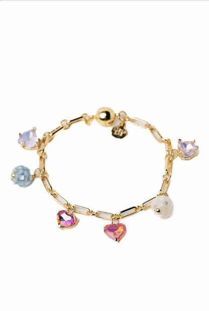 Candy Cane Kiss Charm Bracelet - Gold