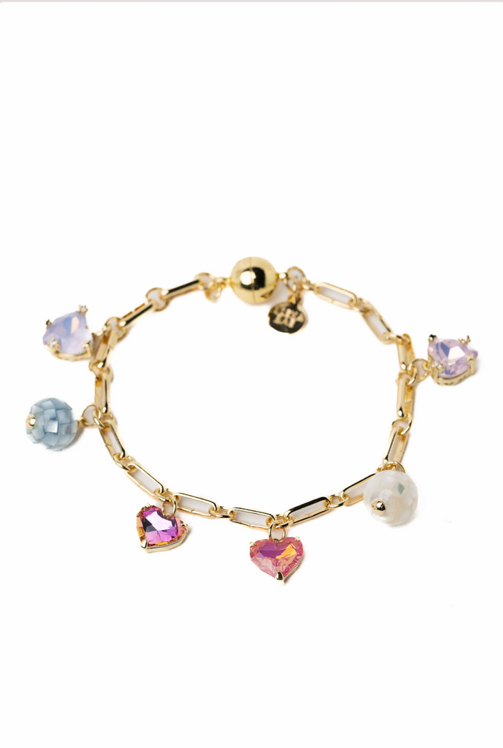 Candy Cane Kiss Charm Bracelet - Gold