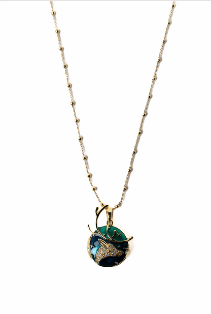 Christmas Night Necklace - Gold Rudolph