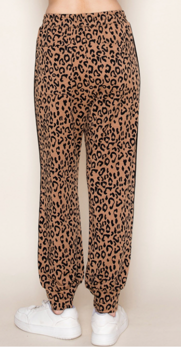 Into The Wild Leopard Joggers - Taupe