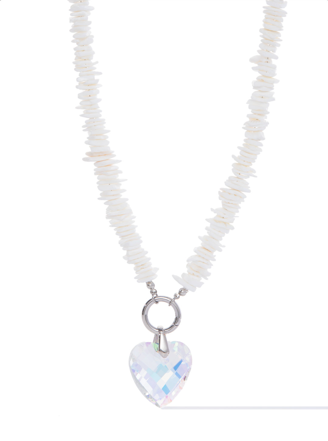 Crystal Heart Necklace - Silver White