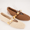 Dorothy Woven Square Toe Flats - Mocha