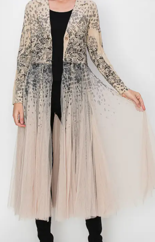 Runs & Roses Leopard Cardigan Blazer - Leopard Rose