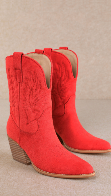 Nicole Western Mid Boots - Red