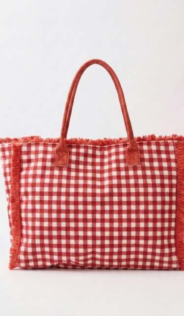 Checkered Fringe Tote Bags - 3 Colors!