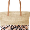 Straw Braided Leopard Tote Bags