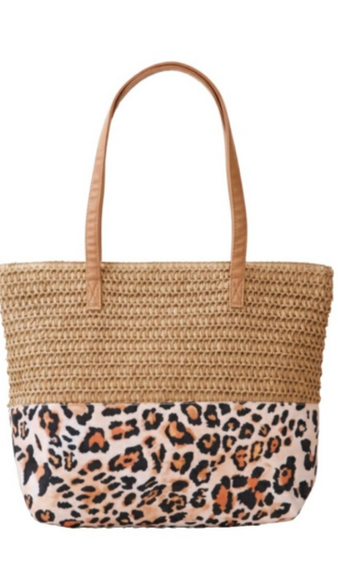Straw Braided Leopard Tote Bags