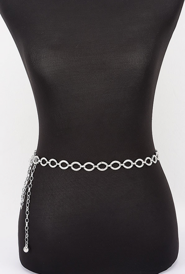 Interlock Rhinestone Circle Chain Belt - 2 Colors!