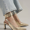 Trinee Slingback Ankle Strap Heels - Gold