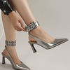 Trinee Slingback Ankle Strap Heels - Pewter