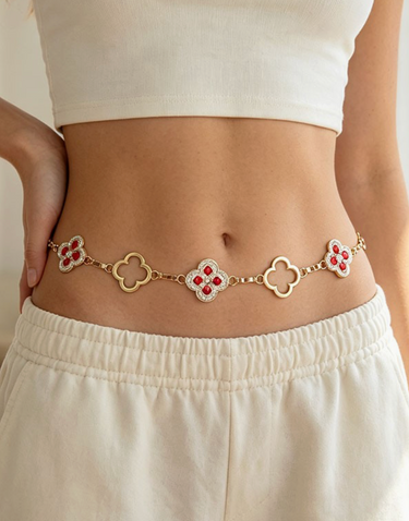 Bejeweled Clover Chain Belt - 4 Colors!