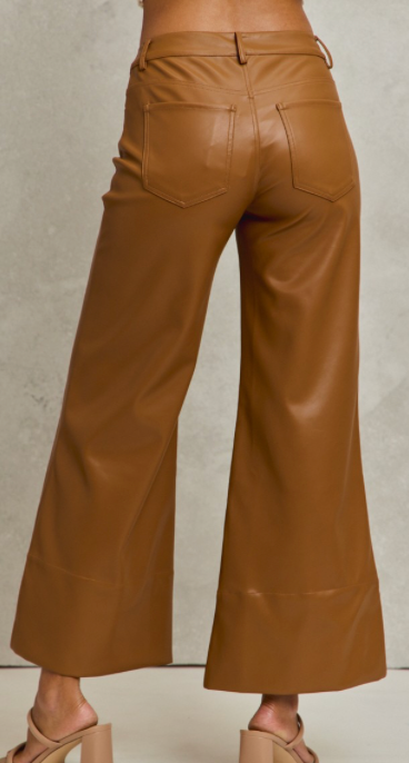 Tis' The Season Mid Rise Wide Leg Faux Leather Pants - 3 Colors!