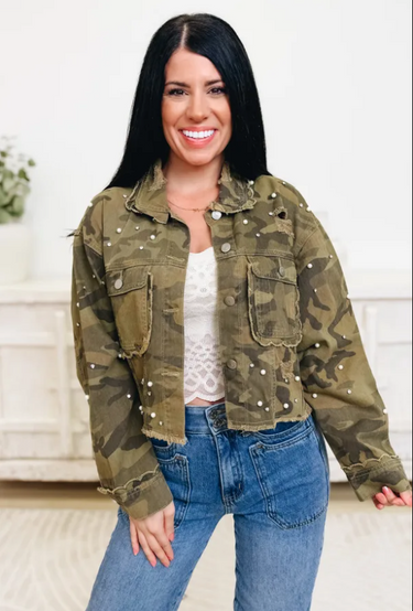 Glitzy Glam Pearl Denim Jacket - 2 Colors!