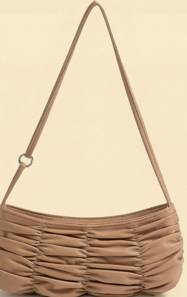 Ruched Faux Leather Shoulder Bag - 2 Colors!