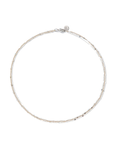 Shimmer Shimmer Necklace - Liquid Metallic Pearl White Linen