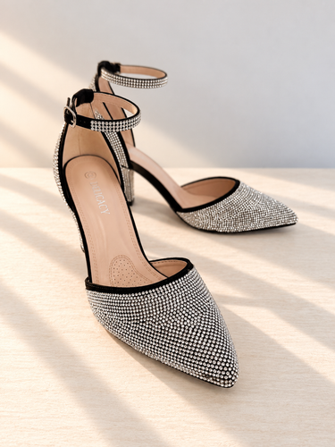 Songful Rhinestone Heels - Black