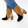 Ccocci Kendall Tri-Tone Booties - Black Camel Taupe