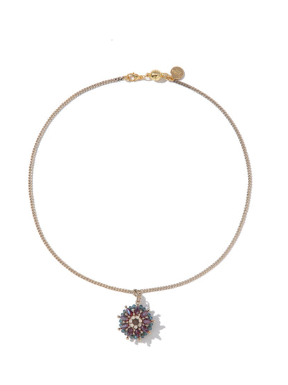 Star Lilly Necklace - Metallic Linen Red Velvet