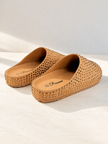 Londres Rhinestone Clogs - Tan