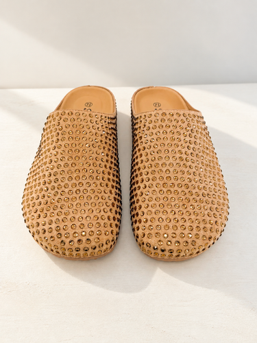 Londres Rhinestone Clogs - Tan