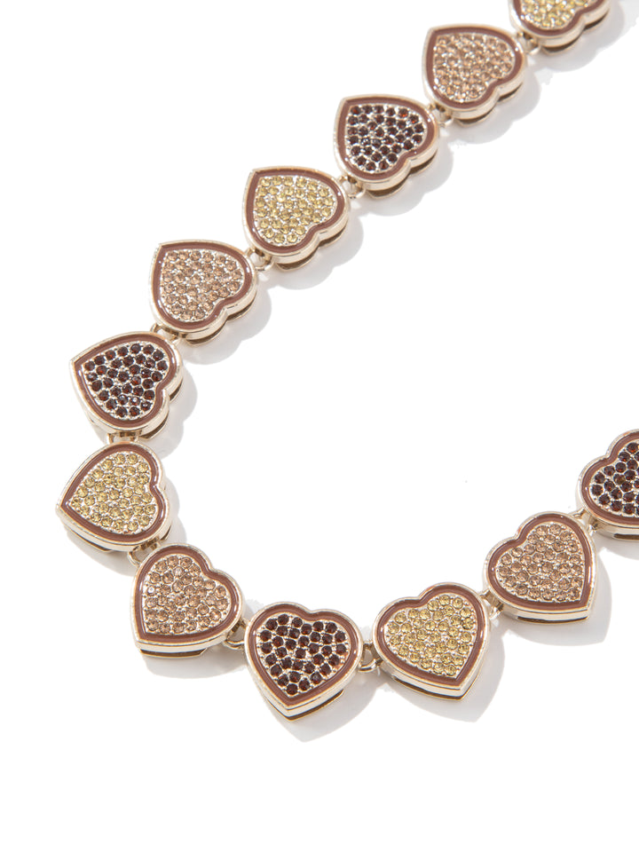 Sweetheart Necklace - Metallic Linen Chocolate Mousse