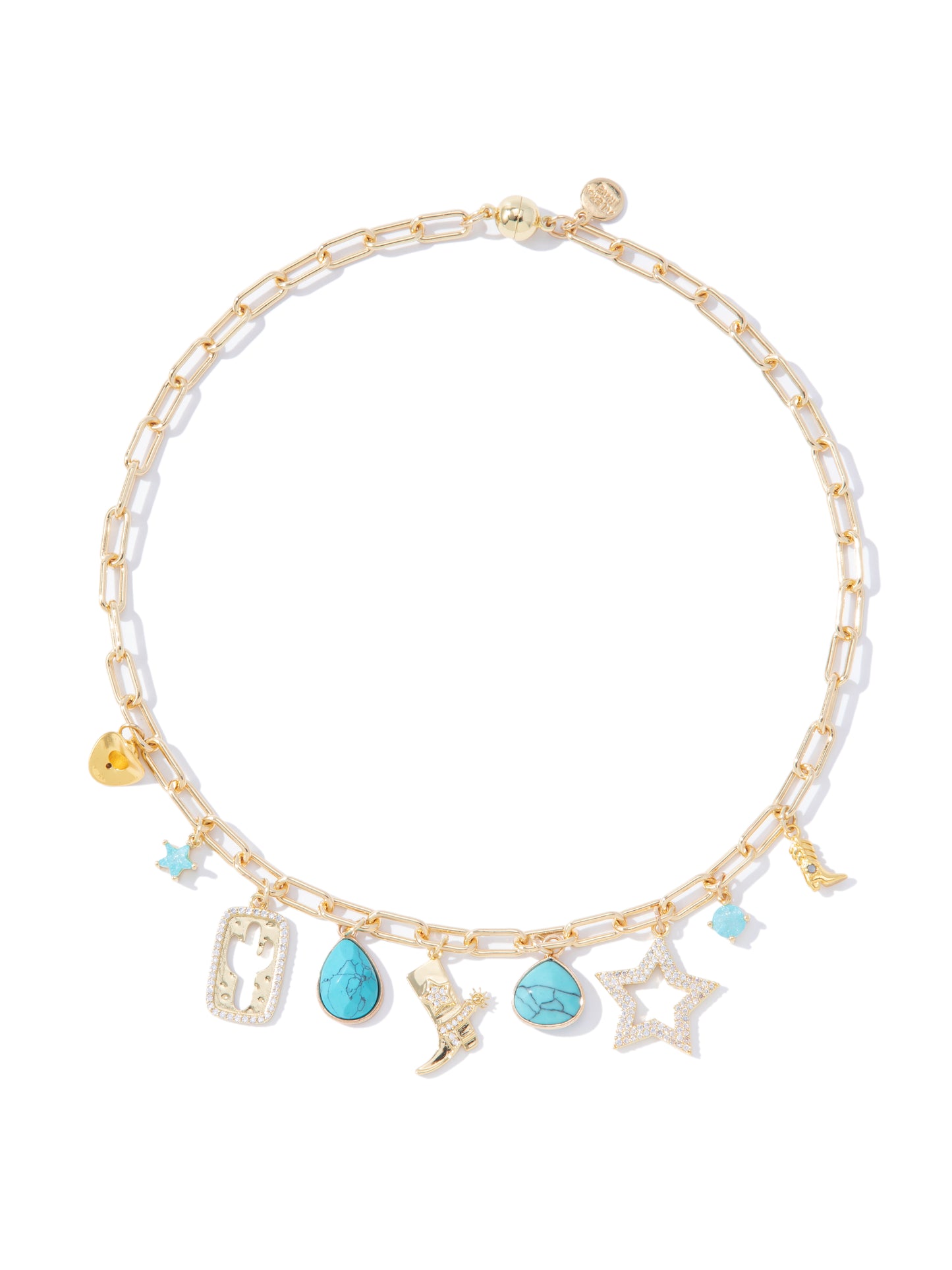 Tennessee Whiskey Charm Necklace - Gold Turquoise