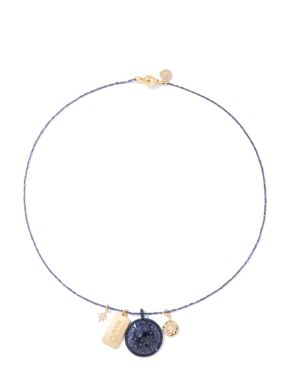 To The Moon And Back Charm Necklace - Metallic Milky Way