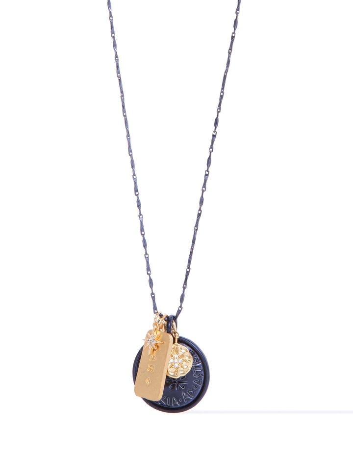 To The Moon And Back Charm Necklace - Metallic Milky Way