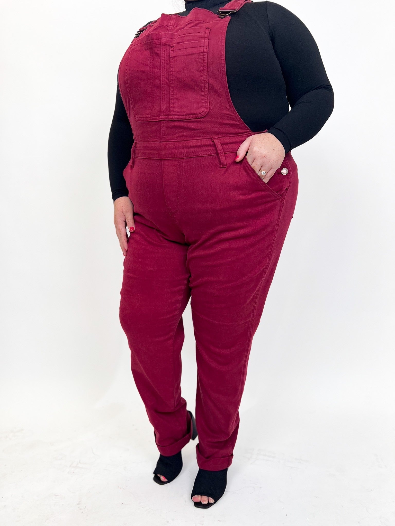 Judy Blue Work It Overalls - Maroon